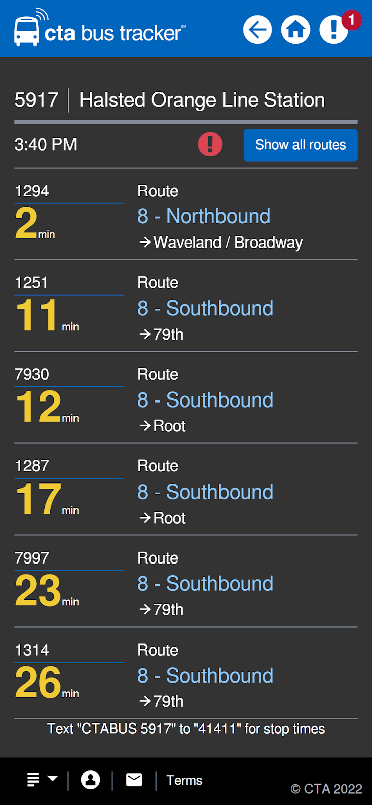 CTA Bus Tracker Estimated Arrival Time Tracking Technology